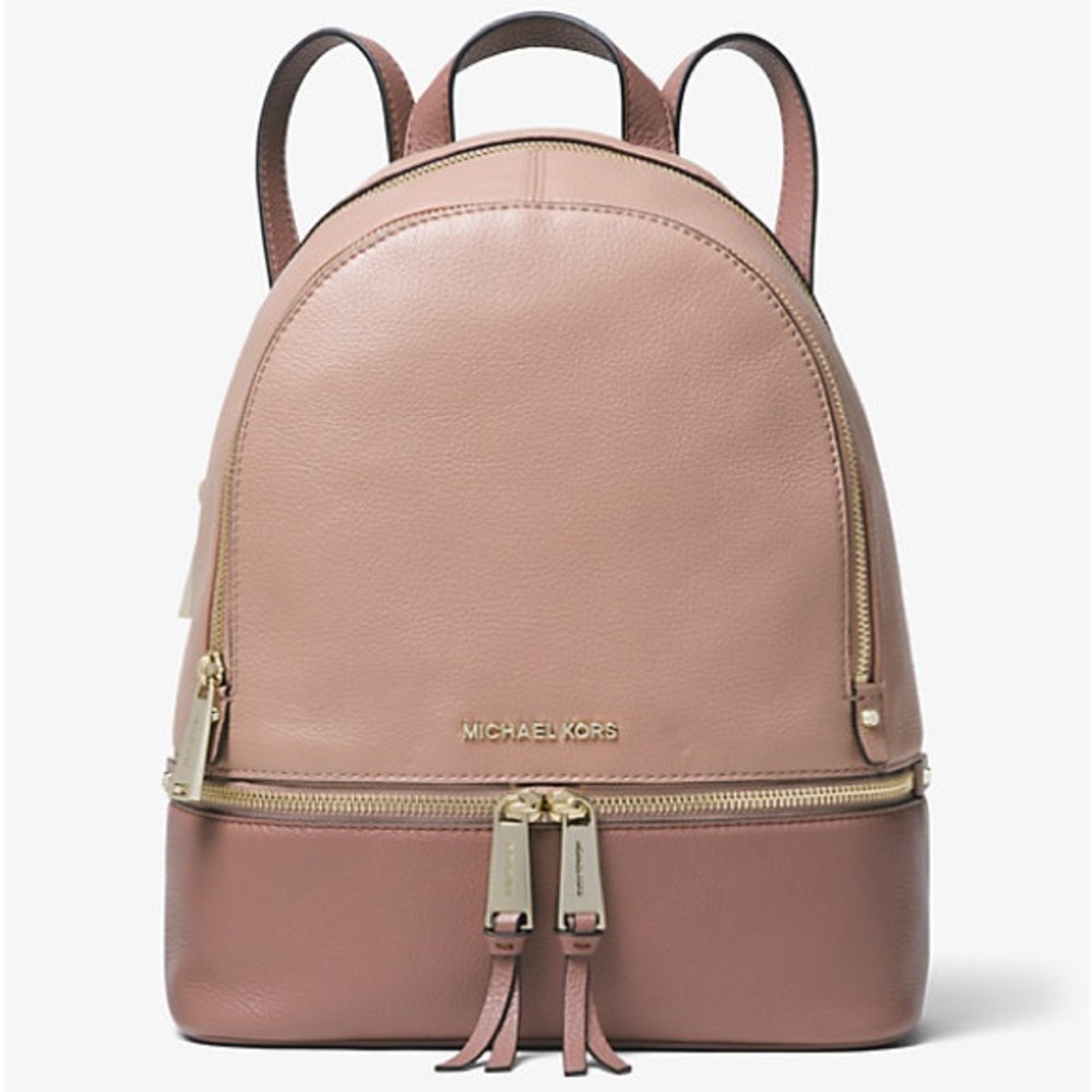 Michael Kors Rhea Medium Color-Block Pebbled Leather Backpack - Picture 3 of 10